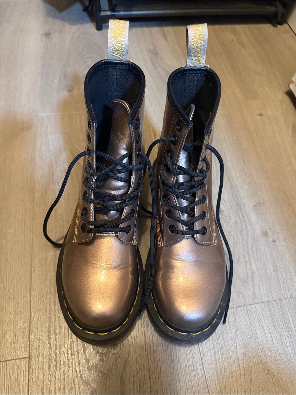 Dr. Martens Metallic rose gold Lace-Up Combat Boots